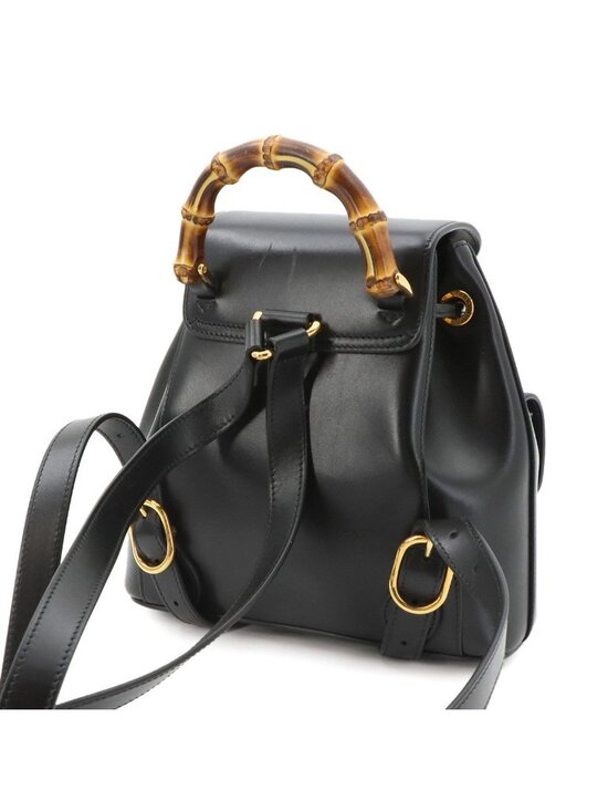Gucci Bamboo Backpack Leather Black Gold